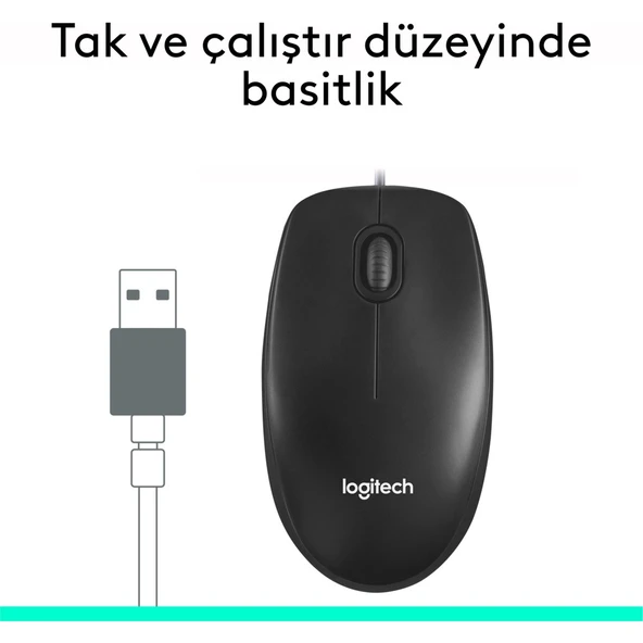 Logitech M90 USB Optik Kablolu Mouse - Siyah - Resim 4