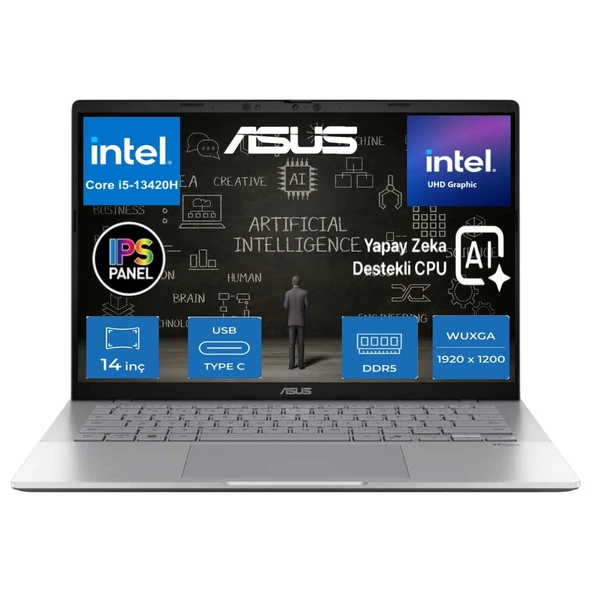 Vivobook S14 S3407VA Intel Core I5 13420H 40GB 1tb SSD Freedos 14" IPS Wuxga Yapay Zeka Destekli Taşınabilir Bilgisayar LY015 ürün görseli 1