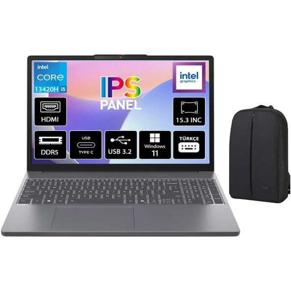 Ideapad Slim 3 Intel Core I5 13420H 24GB 512GB SSD Windows 11 Pro 15.3" Wuxga IPS Taşınabilir Bilgisayar 83K1004ETR + Cimete Çanta ürün görseli 1