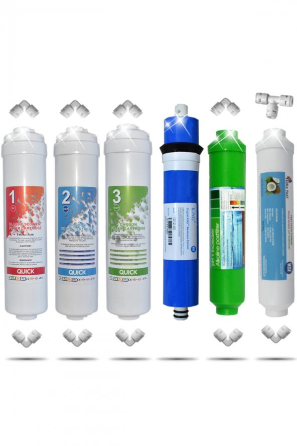 Kapalı Kasa 12 Inç Su Arıtma Cihazı Filtresi 6 Aşamalı 80 Gpd King Membranlı Inline Filtre Seti ürün görseli 1