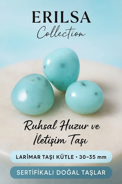 Sertifikalı Doğal Larimar Taşı Kütle 30-35 mm – Ruhsal Huzur ve İletişim Taşı ürün görseli 1