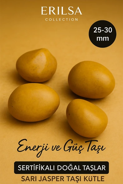 Sertifikalı Doğal Sarı Jasper Taşı Kütle 25-30 mm – Enerji Canlılık ve Güç Taşı ürün görseli 1