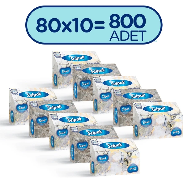 Selpak El ve Yüz Havlusu Kutulu Mermer Desen 10*80 Yaprak ürün görseli 1