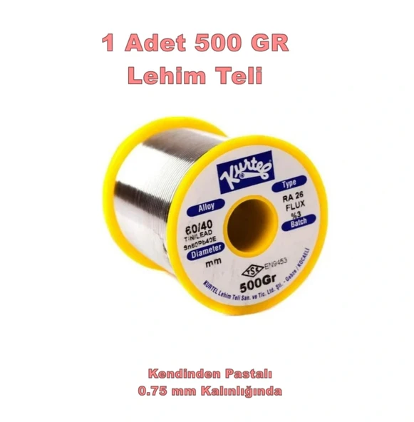 KURTEL 500 gr Makara 60/40 0.75 mm Lehim Teli (Pastalı) ürün görseli 1