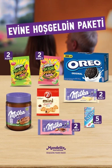 Evine Hoş Geldin Paketi- (Çikolata-Bisküvi-Sürülebilir Çikolata-Sakız-Şeker-Kruvasan) ürün görseli 1