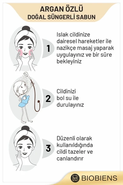 Biobiens Argan Özlü Duş ve Cilde Özel Doğal Süngerli Sabun ürün görseli 1