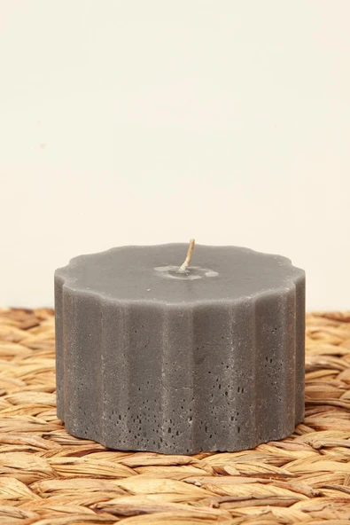 Gri Silindir Mum 9*6 cm ürün görseli 1