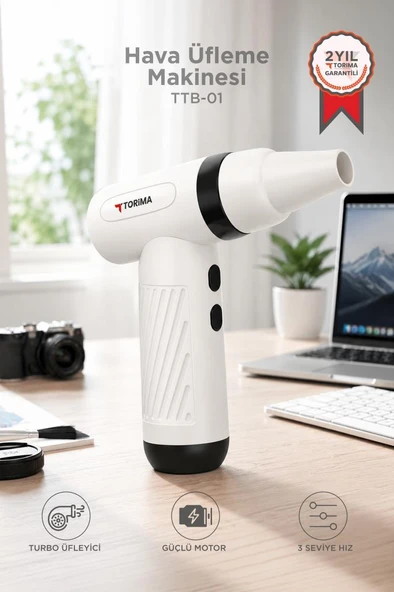 Hava Üfleme Makinesi Yüksek Hızlı Turbo 85000 RPM 40W 1100 MAH TTB01 Siyah ürün görseli 1