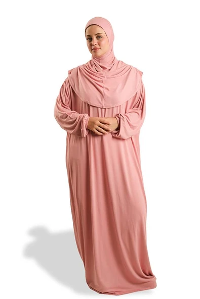 Pudra Tek Parça Namaz Elbisesi Viskon Düz 2503_06 ürün görseli 1