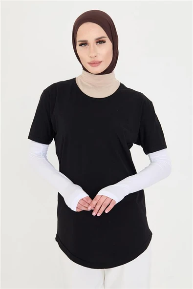 Beyaz Tesettür Parmak Geçmeli Kolluk Viskon Düz 1024_42 ürün görseli 1