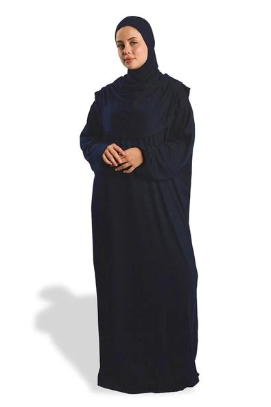 Lacivert Tek Parça Namaz Elbisesi Viskon Düz 2503_02 ürün görseli 1
