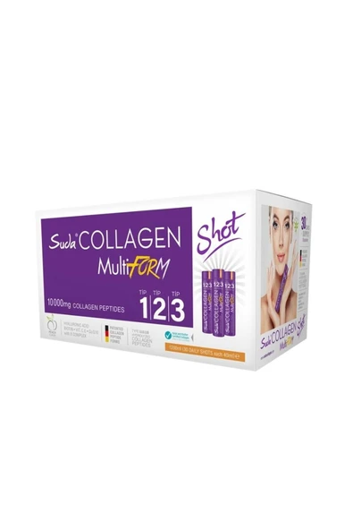 Suda Collagen MultiForm Şeftali Aromalı Kolajen 40mlx30 Shot 10000 mg Collagen Peptit Tip1 - Tip2 - Tip3 ürün görseli 1
