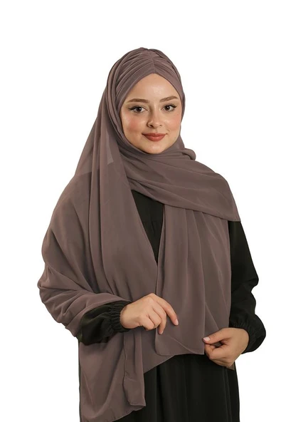 Vizon Pratik Hazır Geçmeli Bone Şal Şifon Drapeli 2507_10 ürün görseli 1