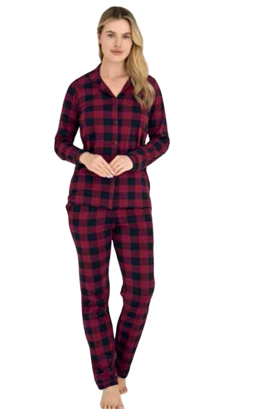 9209-kadın ekose pijama takım ürün görseli 1
