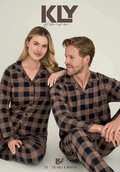 9209-kadın ekose pijama takım - Resim 2