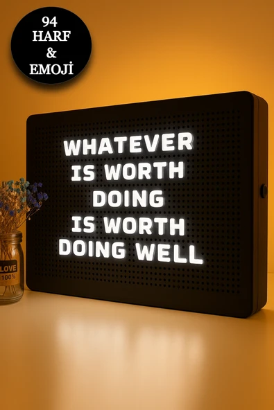 Işıklı Yazı Tahtası Mesaj Panosu Pegboard Pano 94 Harf ve Emoji Seti Çocuk yazı Tahtası LED Işık ürün görseli 1