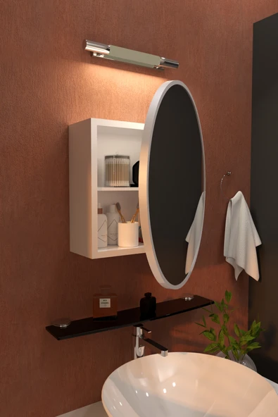 makbulce Oval Aynalı Banyo Dolabı - Resim 3