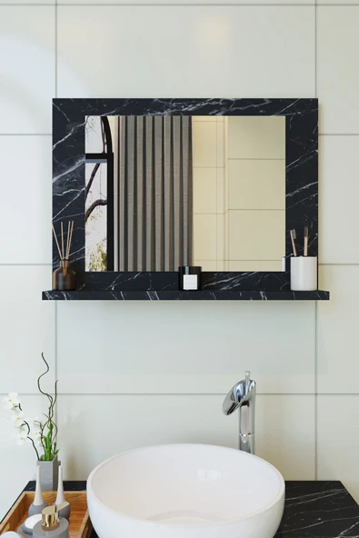 makbulce Yakut Dresuar,60x45 Mermer Raflı Banyo Aynası ürün görseli 1