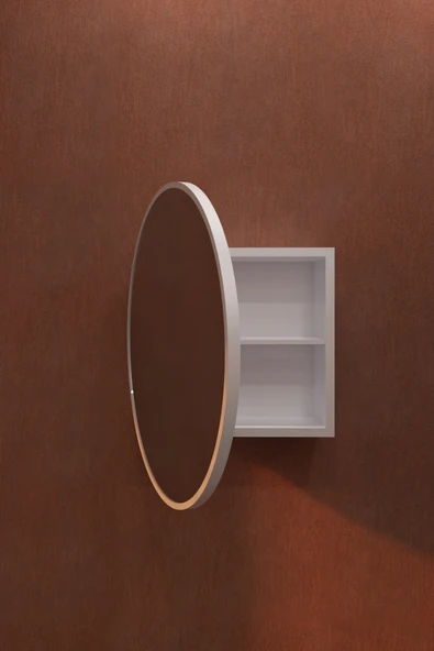 makbulce Oval Aynalı Banyo Dolabı - Resim 6