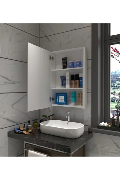ARTEL MOBİLYA Tek Kapaklı Aynalı Banyo Dolabı Suntalam ürün görseli 1