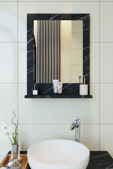 makbulce Safir Banyo Aynası Dresuar 45x60 Mermer Raflı Banyo Aynası ürün görseli 1