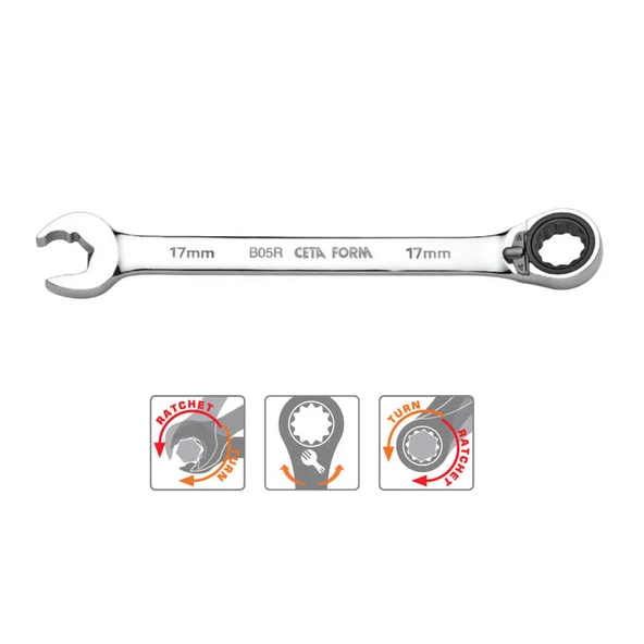 Ceta Form B05R-16 16 Mm C-Gear Cırcırlı Kombine Anahtar-Özel Ağız ürün görseli 1