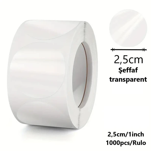 Jokey Kırtasiye Işaretleme NOKTA Etiketi 25mm (1000 ADET Şeffaf /Transparent NOKTA ETİKET) ürün görseli 1