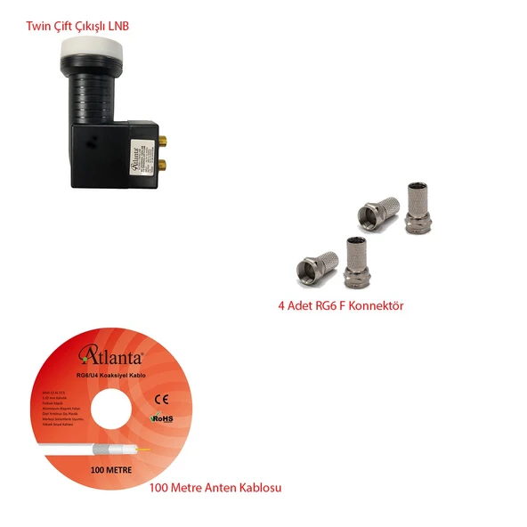 Çiftli LNB Hazır Set (LNB + Kablo + Konnektör) ürün görseli 1