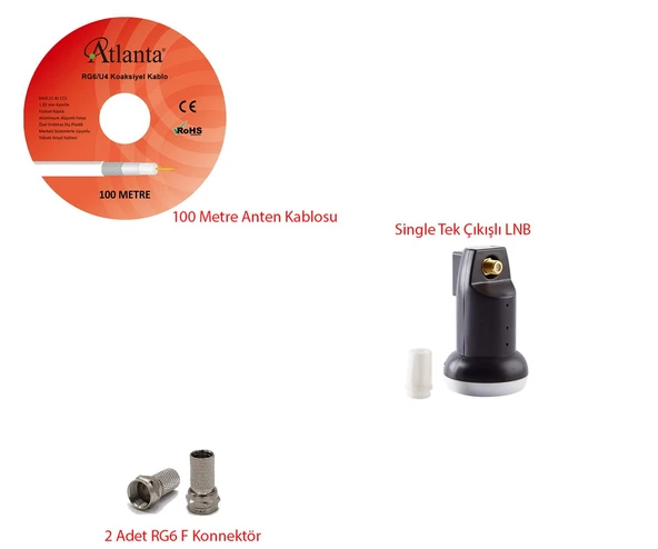 Tekli LNB Hazır Set (LNB + Kablo + Konnektör) ürün görseli 1