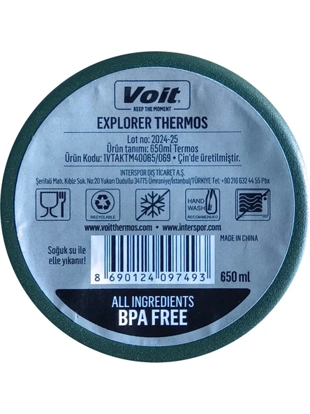Voit Explorer Termos 650ml Yeşil Paslanmaz Çelik - Resim 4