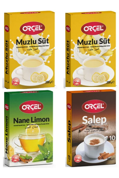 ORÇEL 2 Muzlu Süt + 1 Salep + 1 Nane Limon Aromalı Içecek Tozu Oralet Çay 4x200gr. ürün görseli 1