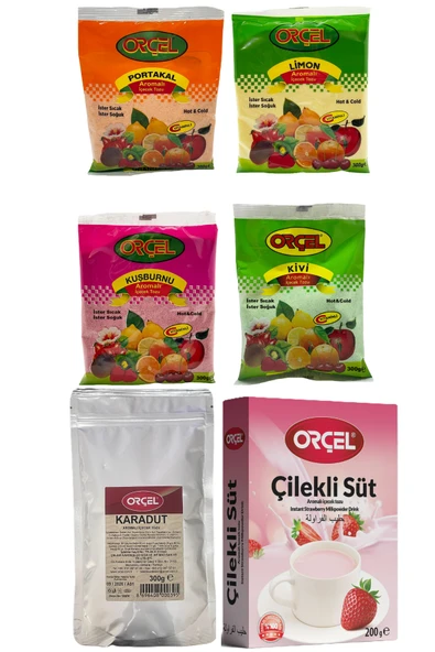 ORÇEL Çilekli Süt +Kivi +Karadut +Portakal +Limon +Kuşburnu Toz içecek Seti Oralet Karışık Paket 6ADET ürün görseli 1