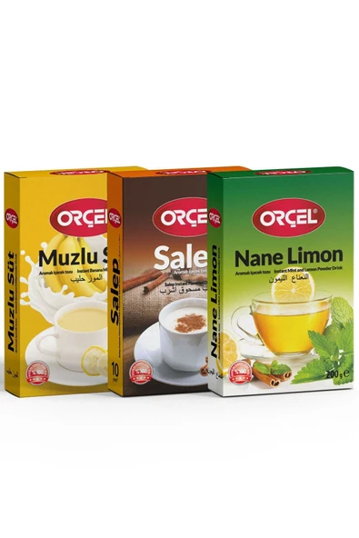 ORÇEL Salep Muzlu Süt Nane Limon Aromalı Içecek Tozu Oralet Çay 3x200gr. ürün görseli 1