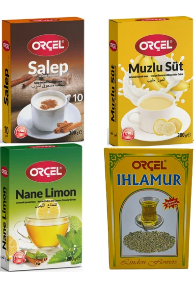 ORÇEL Salep+ Nane Limon+ Ihlamur + Muzlu Süt Kış Seti 4'lü Aromalı içecek Tozu Oralet ürün görseli 1