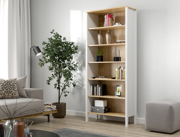 Hunerika Caeli 6 raflı Kitaplık -Wood Beyaz/legnano-Minifiks Bağlantılı ürün görseli 1