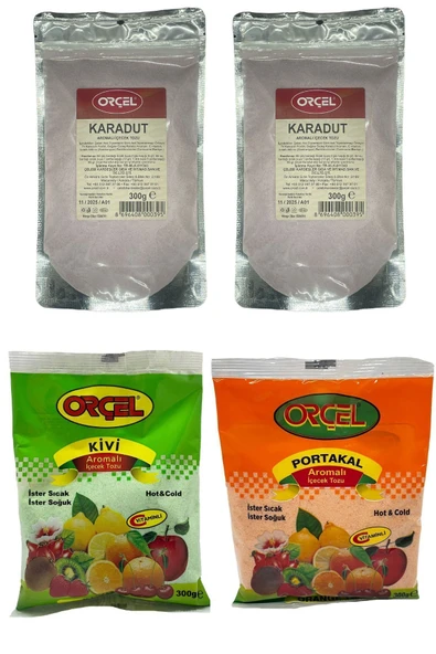 ORÇEL 1 Portakal +1 Kivi+2 Karadut Aromalı Içecek Tozu Oralet Çay 4 X300gr. ürün görseli 1