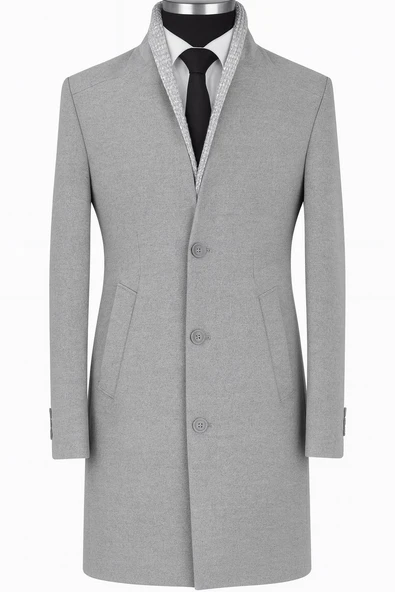 Plus Scorpion Erkek Uzun Kaşe Kaban – İtalyan Kesim Slim Fit Şık Model ürün görseli 1