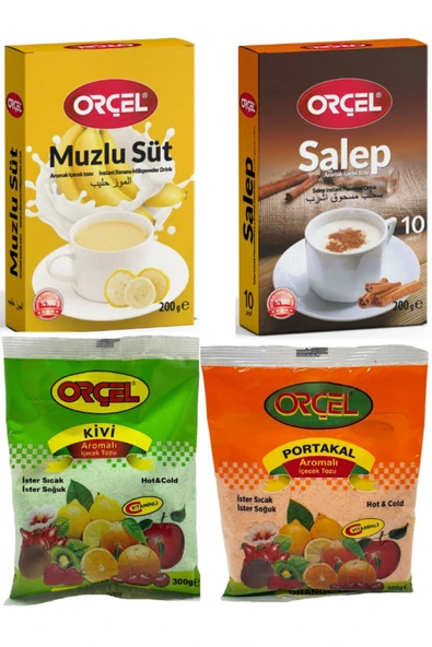 ORÇEL Salep 200gr. + Muzlu Süt 200gr. + Kivi 300gr. + Portakal 300gr. Aromalı Içecek Tozu Oralet Çay ürün görseli 1