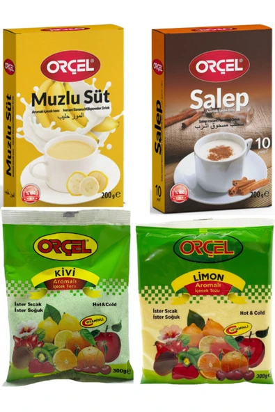 ORÇEL Salep 200gr. + Muzlu Süt 200gr. + Kivi 300gr. + Limon 300gr. Aromalı Içecek Tozu Oralet Çay ürün görseli 1