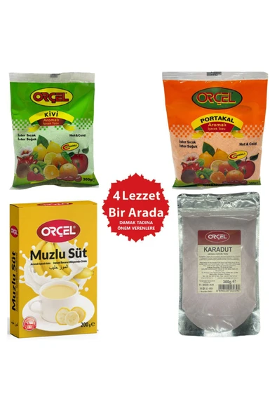 ORÇEL Karadut 300gr Portakal 300gr. Kivi 300gr Muzlu Süt 200gr Aromalı Içecek Tozu Oralet Set ürün görseli 1