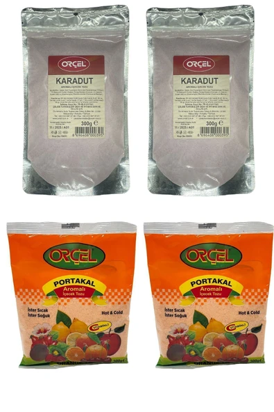 ORÇEL 2 Portakal + 2 Karadut Aromalı Içecek Tozu Oralet Çay 4x300gr ürün görseli 1