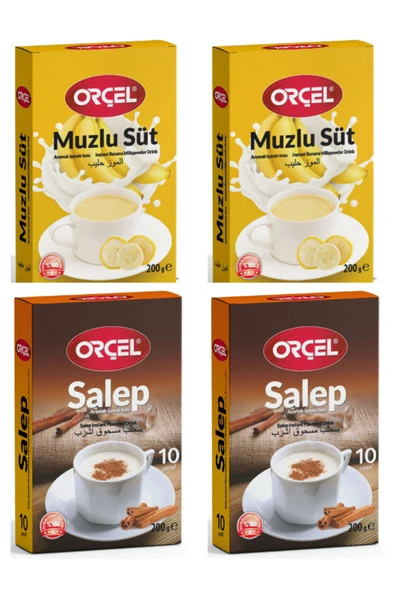 ORÇEL 2 Muzlu Süt + 2 Salep Aromalı Içecek Tozu Oralet Çay 4x200gr. ürün görseli 1