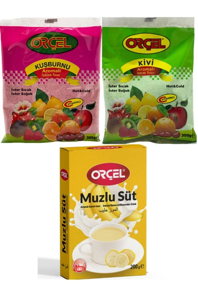 ORÇEL Muzlusüt 200gr. + Kivi 300gr. + Kuşburnu 300gr. Aromalı Içecek Tozu Oralet Çay ürün görseli 1
