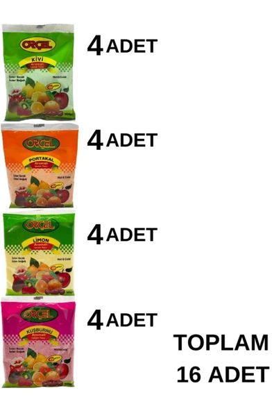 ORÇEL 4 Çeşit Karma Koli Aromalı Içecek Tozu Oralet Çay 300gr.x 16 Adet ürün görseli 1
