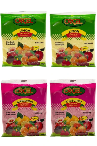 ORÇEL 2 Limon + 2 Kuşburnu Aromalı Içecek Tozu Oralet Çay 4x300gr. ürün görseli 1