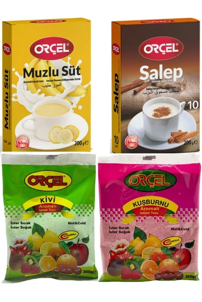 ORÇEL Salep 200gr. + Muzlu Süt 200gr. + Kivi 300gr. + Kuşburnu 300gr. Aromalı Içecek Tozu Oralet Çay ürün görseli 1