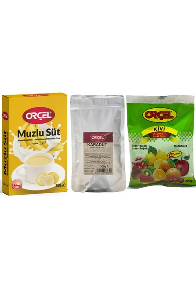 ORÇEL Karadut 300gr + Kivi 300gr + Muzlu Süt 200gr Aromalı Içecek Tozu Oralet Çay Set ürün görseli 1