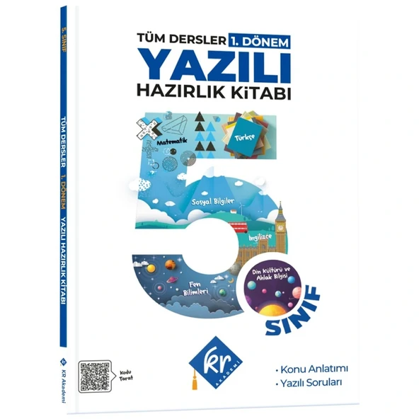 5. Sınıf Tüm Dersler 1. Dönem Yazılı Hazırlık Kitabı KR Akademi Yayınları ürün görseli 1