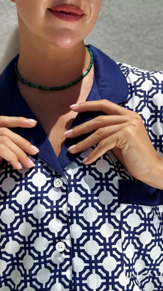 Saten Kısa Kollu Pijama Takımı(Çanta Hediyeli) ürün görseli 1