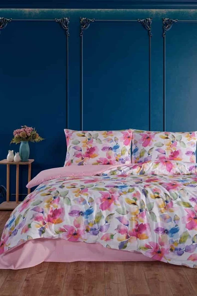 Flowers %100 Pamuk Çift Kişilik Nevresim Takımı ürün görseli 1